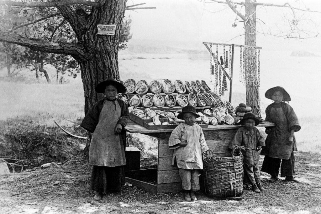 The Jung family shell stand at Pescadero around 1890