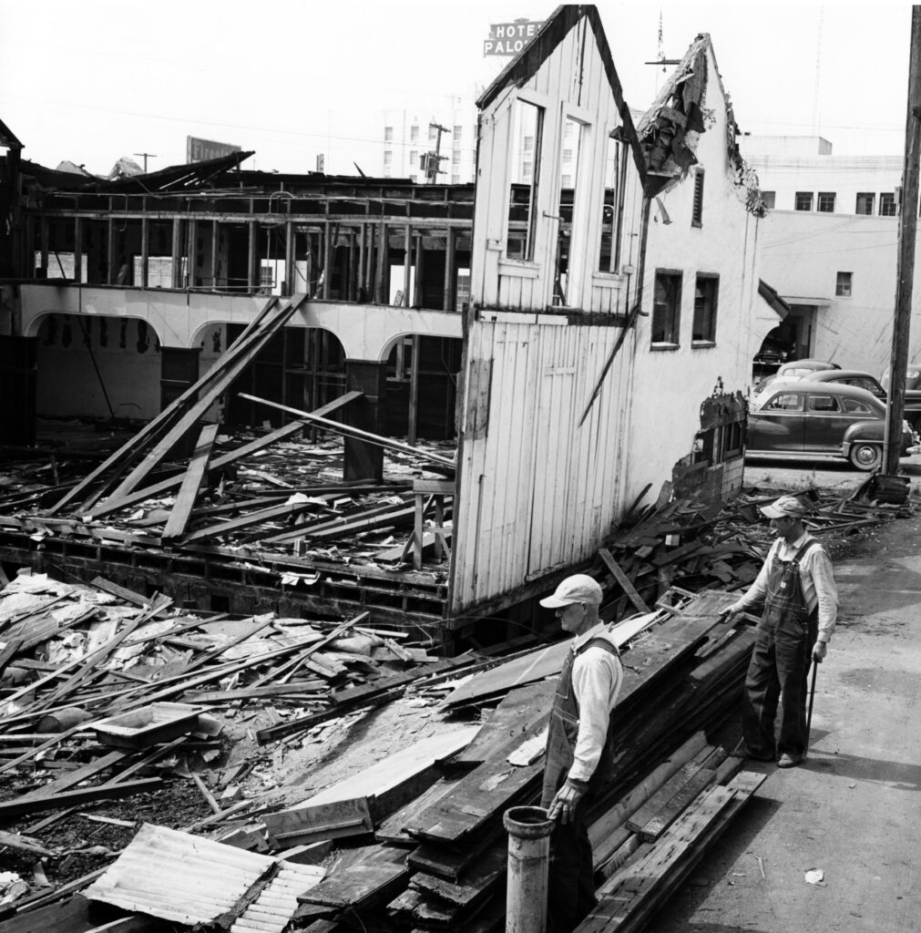 Santa Cruz's Chinatown being demolished around 1950